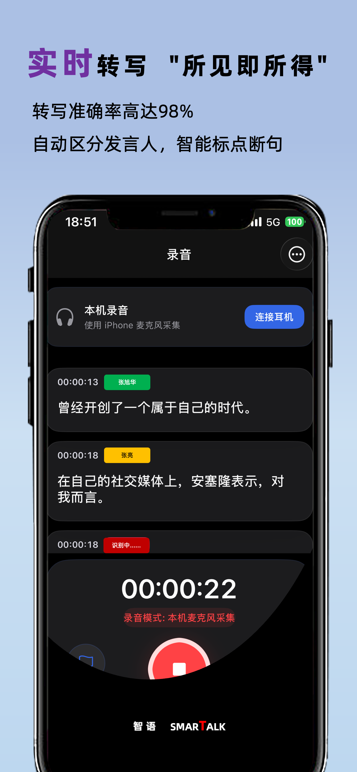 智语会议 实时转写展示